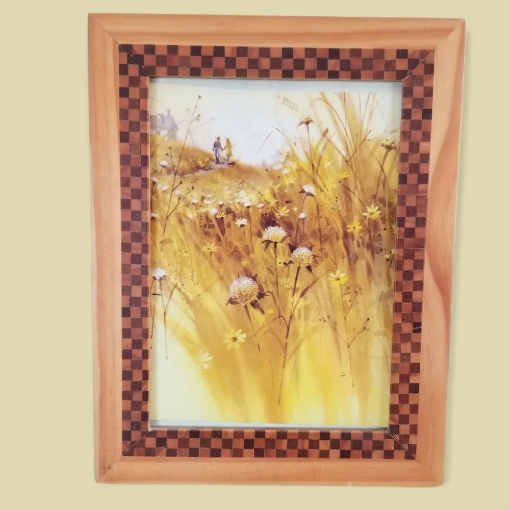 Vintage Greeting Card Wood Mosaic 6.5